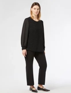 Marina Rinaldi Sweat-shirt en jersey lamé et georgette NOIR Fashion