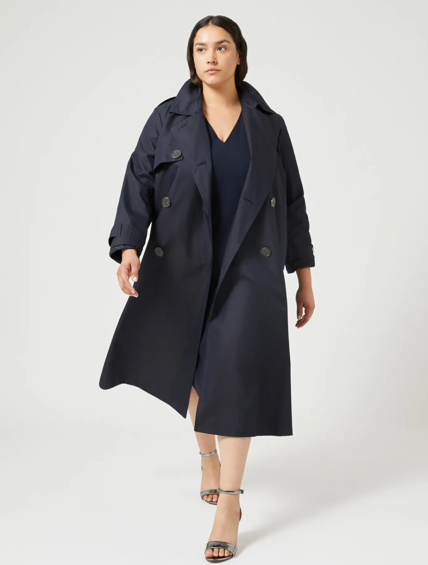 Marina Rinaldi Trench-coat imperméable en coton mélangé BLEUNUIT Fashion
