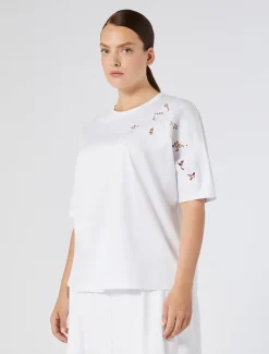 Marina Rinaldi T-shirt brodé en jersey BLANCNEUTRE Discount