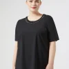 Marina Rinaldi T-shirt brodé en jersey NOIR New