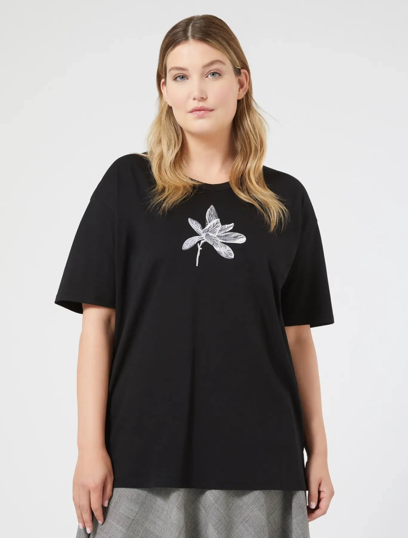 Marina Rinaldi T-shirt brodé en jersey NOIR Fashion