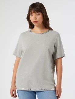 Marina Rinaldi T-shirt brodé en jersey GRISMOYEN Hot