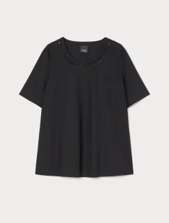 Marina Rinaldi T-shirt brodé en jersey NOIR New