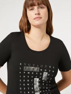Marina Rinaldi T-shirt en jersey avec broderies NOIR Clearance