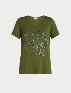 Marina Rinaldi T-shirt en jersey avec broderies VERT Hot