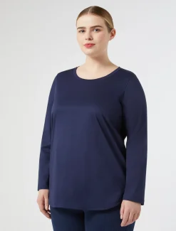 Marina Rinaldi T-shirt en jersey de coton BLEU Discount