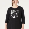Marina Rinaldi T-shirt en jersey de coton stretch NOIR Discount