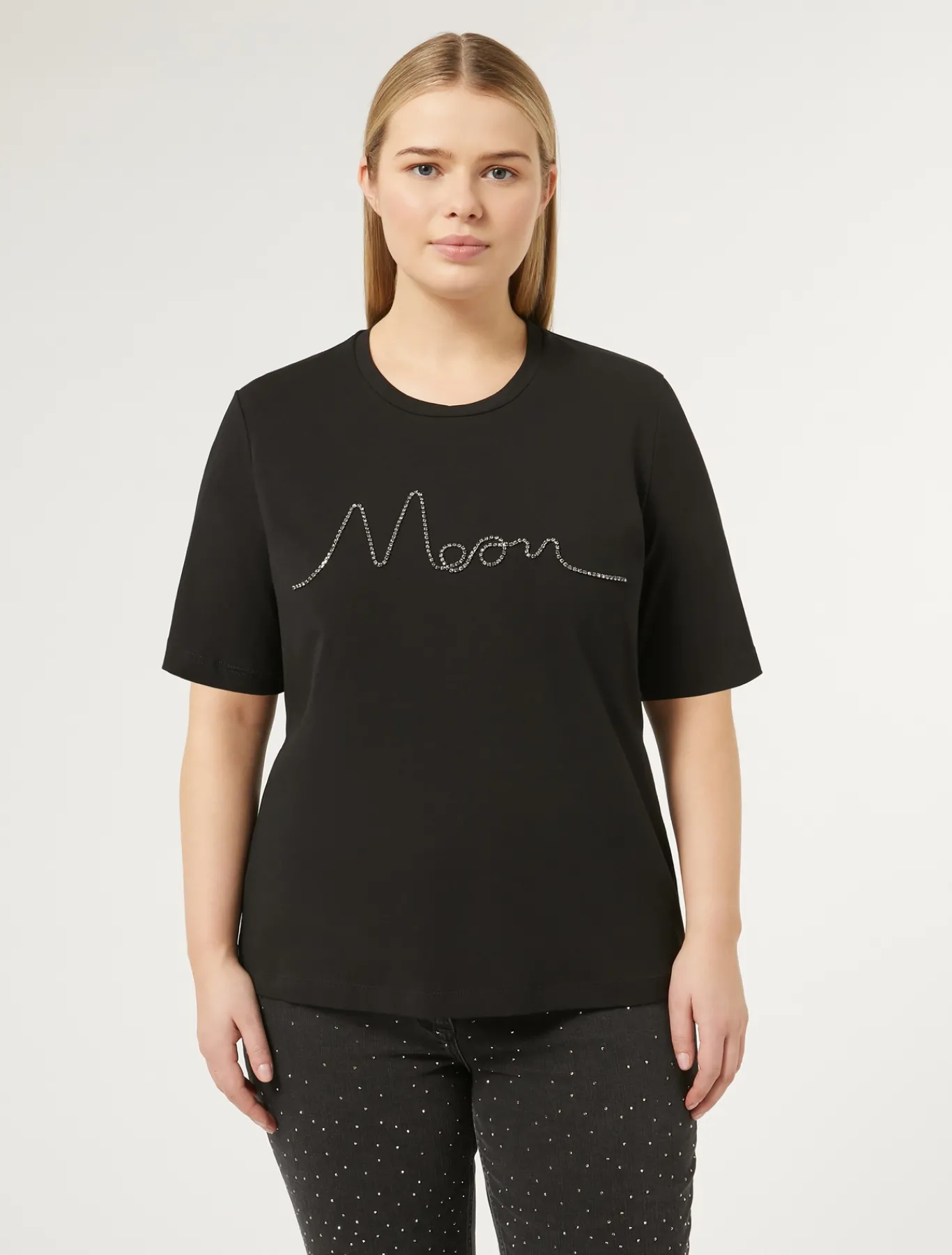 Marina Rinaldi T-shirt en jersey de coton stretch NOIR Fashion