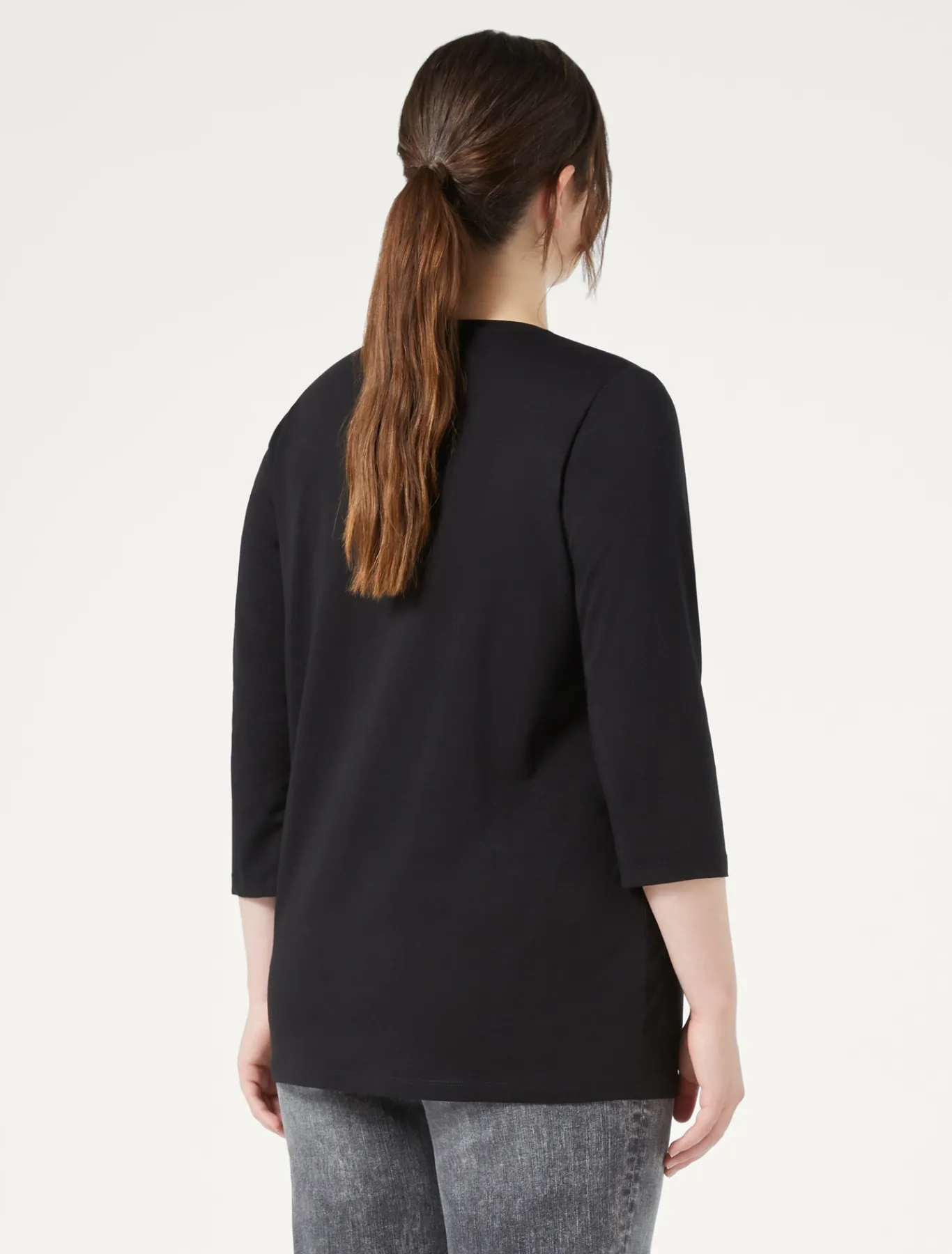 Marina Rinaldi T-shirt en jersey de coton stretch NOIR Discount