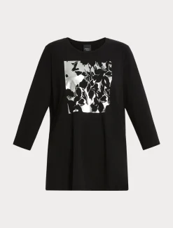 Marina Rinaldi T-shirt en jersey de coton stretch NOIR Discount
