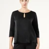 Marina Rinaldi T-shirt en jersey de viscose et satin NOIR Outlet
