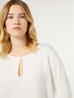 Marina Rinaldi T-shirt en jersey de viscose et satin BLANC Sale
