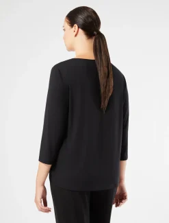 Marina Rinaldi T-shirt en jersey de viscose et satin NOIR Outlet