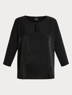 Marina Rinaldi T-shirt en jersey de viscose et satin NOIR Outlet