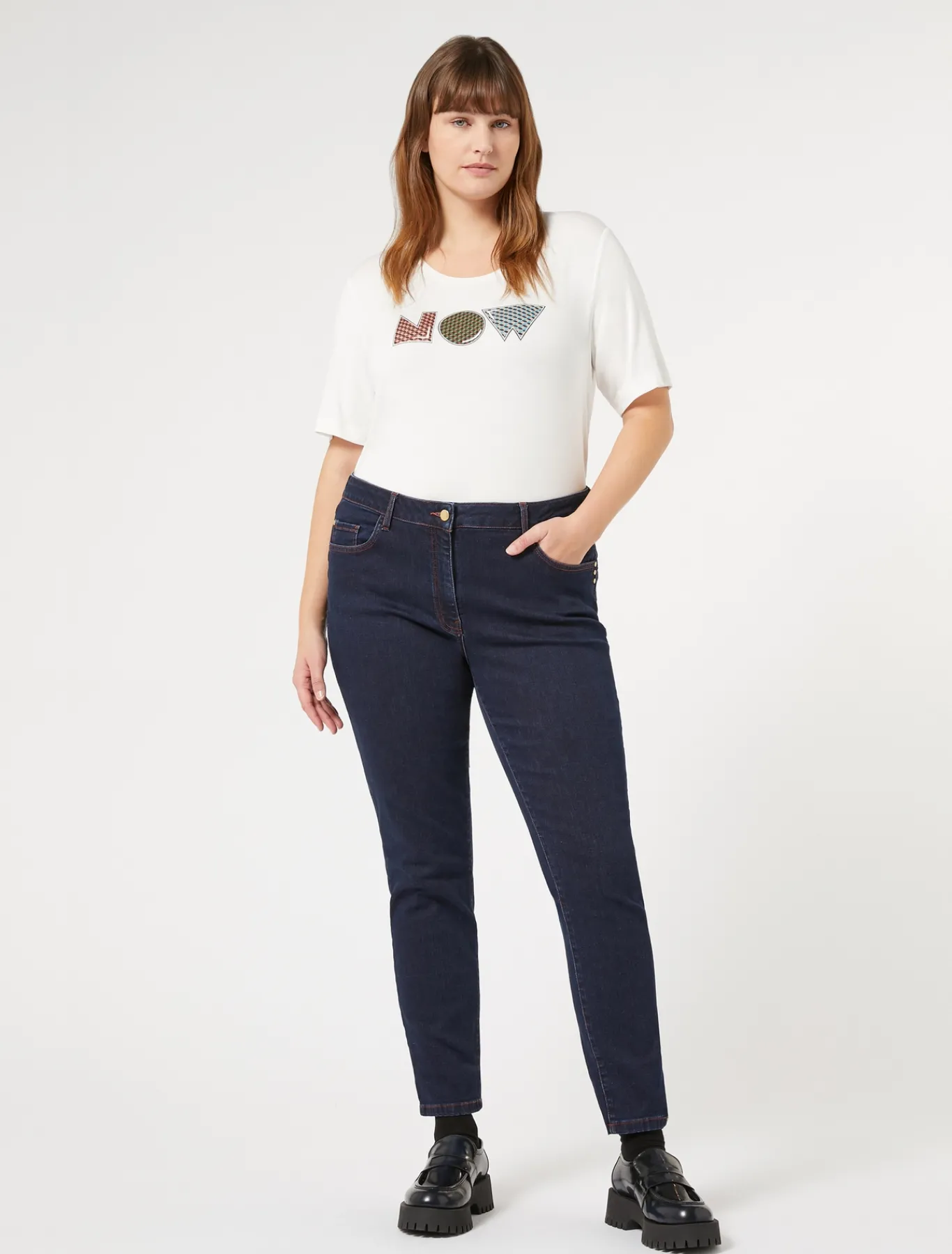 Marina Rinaldi T-shirt en jersey de viscose stretch BLANC Discount