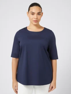 Marina Rinaldi T-shirt en jersey et popeline BLEUET Best