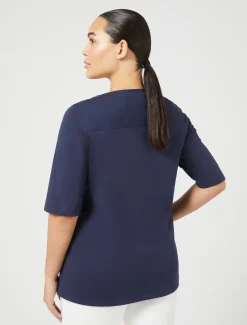 Marina Rinaldi T-shirt en jersey et popeline BLEUET Best