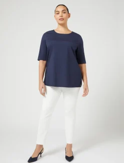 Marina Rinaldi T-shirt en jersey et popeline BLEUET Best