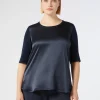 Marina Rinaldi T-shirt en jersey et satin BLEUNUIT Discount