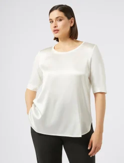 Marina Rinaldi T-shirt en jersey et satin IVOIRE Outlet