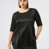 Marina Rinaldi T-shirt en jersey et satin NOIR Discount
