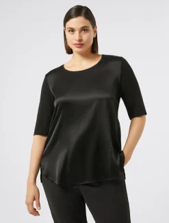 Marina Rinaldi T-shirt en jersey et satin NOIR Discount