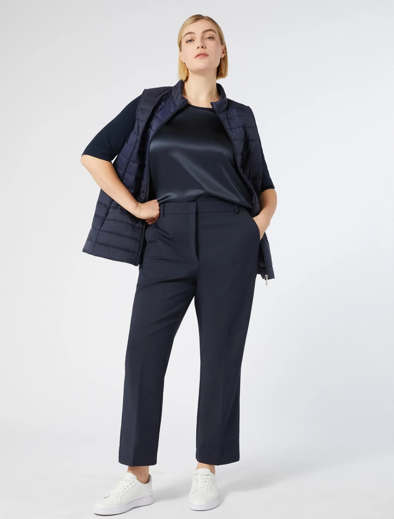 Marina Rinaldi T-shirt en jersey et satin BLEUNUIT Discount