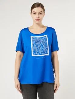 Marina Rinaldi T-shirt en jersey imprimé BLEUET Discount