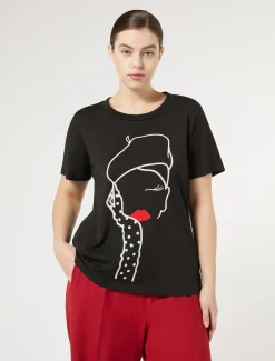 Marina Rinaldi T-shirt en jersey imprimé NOIR Hot