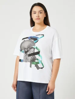 Marina Rinaldi T-shirt en jersey imprimé BLANCNEUTRE Discount