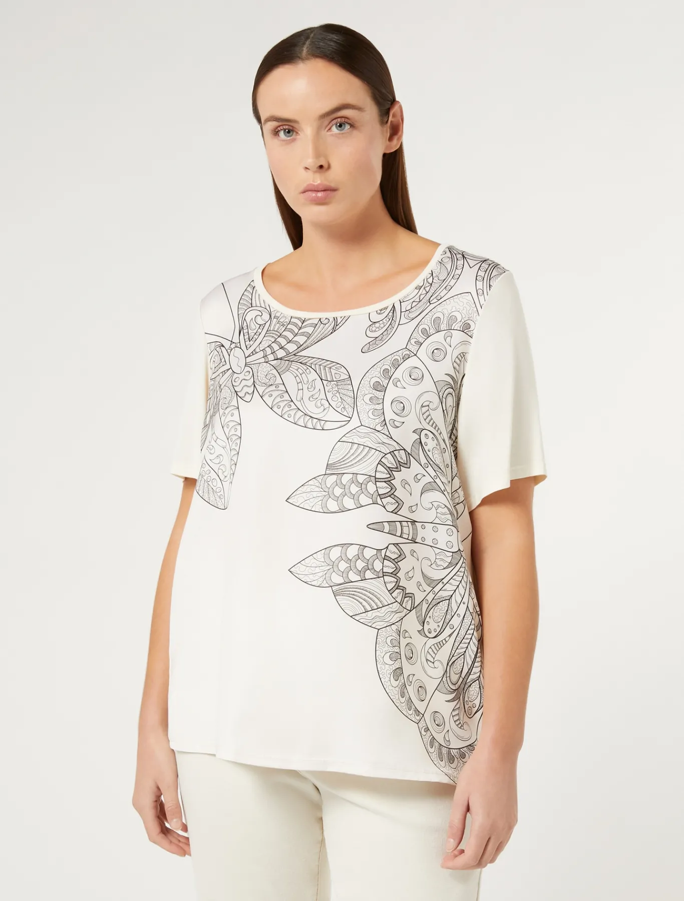 Marina Rinaldi T-shirt en jersey imprimé IVOIRE Clearance