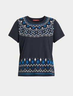 Marina Rinaldi T-shirt en jersey imprimé BLEU Clearance
