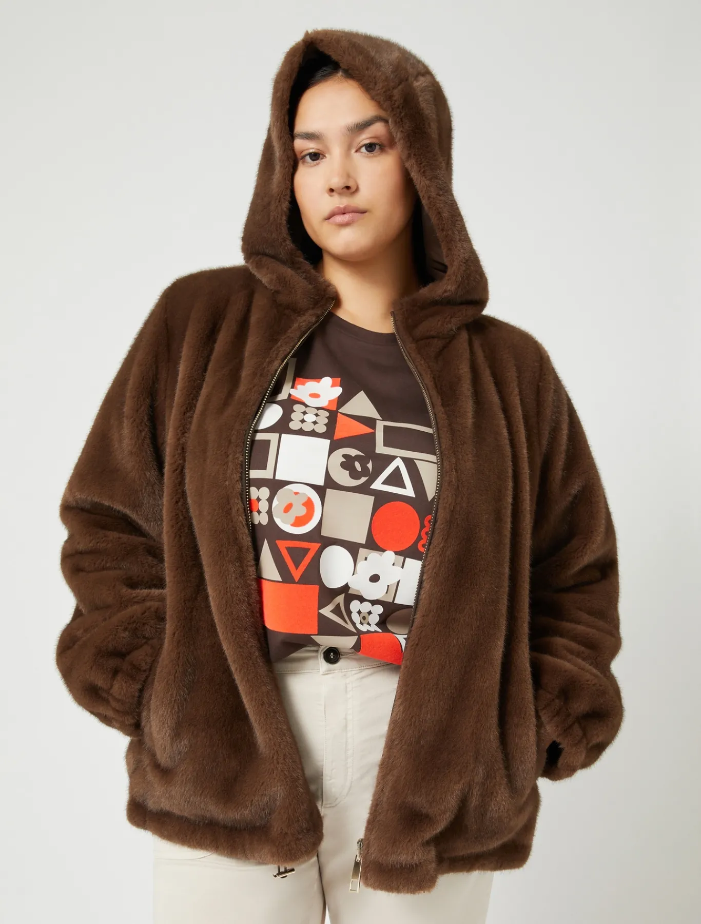 Marina Rinaldi T-shirt en jersey imprimé CHOCOLAT Discount