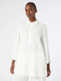 Marina Rinaldi Tunique en cady avec strass BLANC Clearance