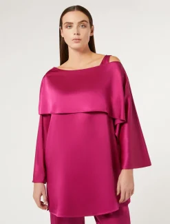Marina Rinaldi Tunique en crêpe envers satin FRAMBOISE Clearance