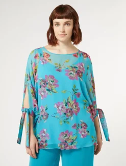 Marina Rinaldi Tunique en georgette de soie TURQUOISE Best