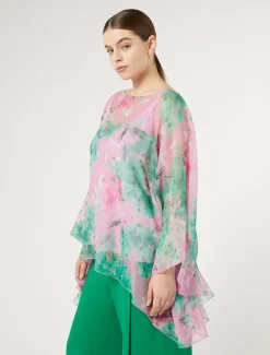 Marina Rinaldi Tunique en georgette de soie ROSE Sale