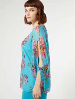 Marina Rinaldi Tunique en georgette de soie TURQUOISE Best