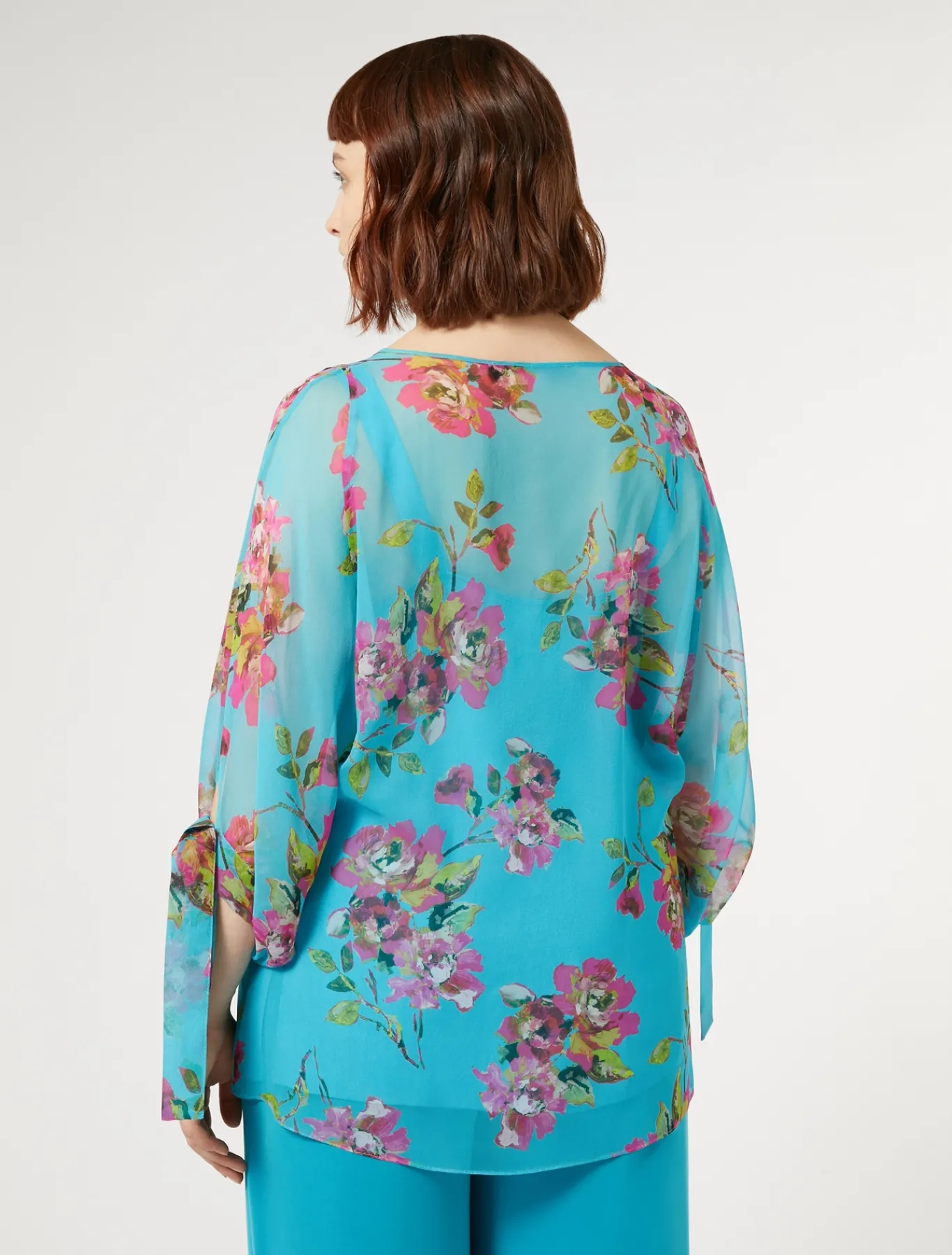 Marina Rinaldi Tunique en georgette de soie TURQUOISE Best