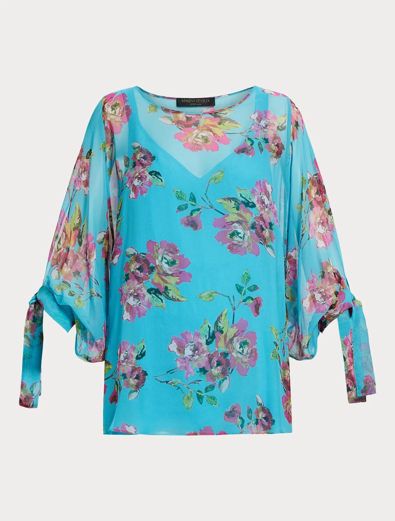 Marina Rinaldi Tunique en georgette de soie TURQUOISE Best