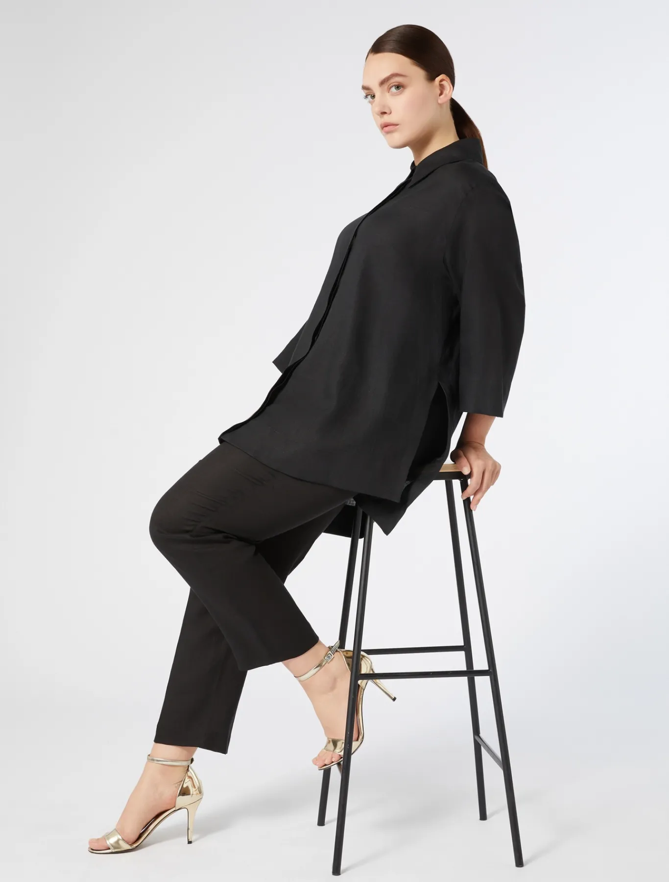 Marina Rinaldi Tunique en lin NOIR Fashion