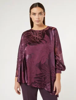 Marina Rinaldi Tunique en satin de soie et viscose BORDEAUX Best