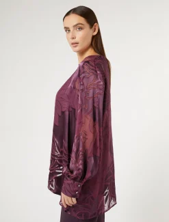 Marina Rinaldi Tunique en satin de soie et viscose BORDEAUX Best