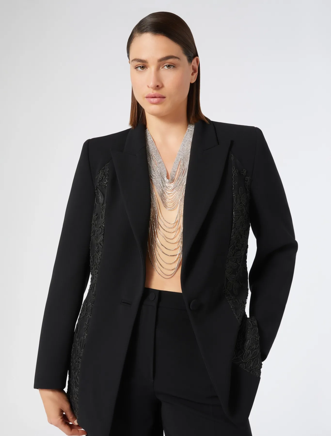 Marina Rinaldi Veste blazer en cady et tulle NOIR Online