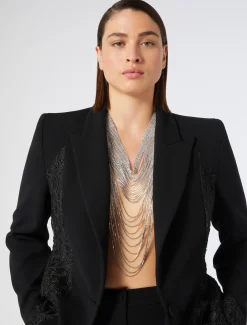 Marina Rinaldi Veste blazer en cady et tulle NOIR Online
