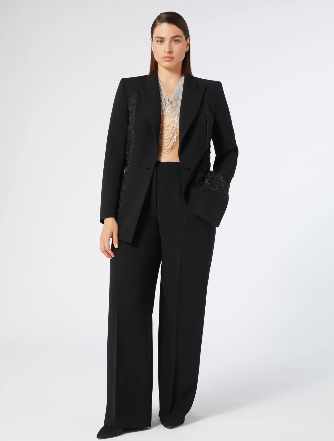 Marina Rinaldi Veste blazer en cady et tulle NOIR Online