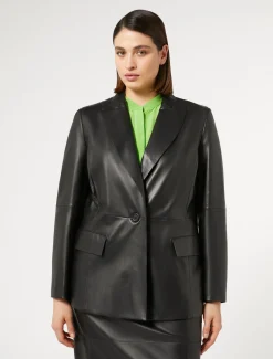 Marina Rinaldi Veste blazer en cuir nappa NOIR New