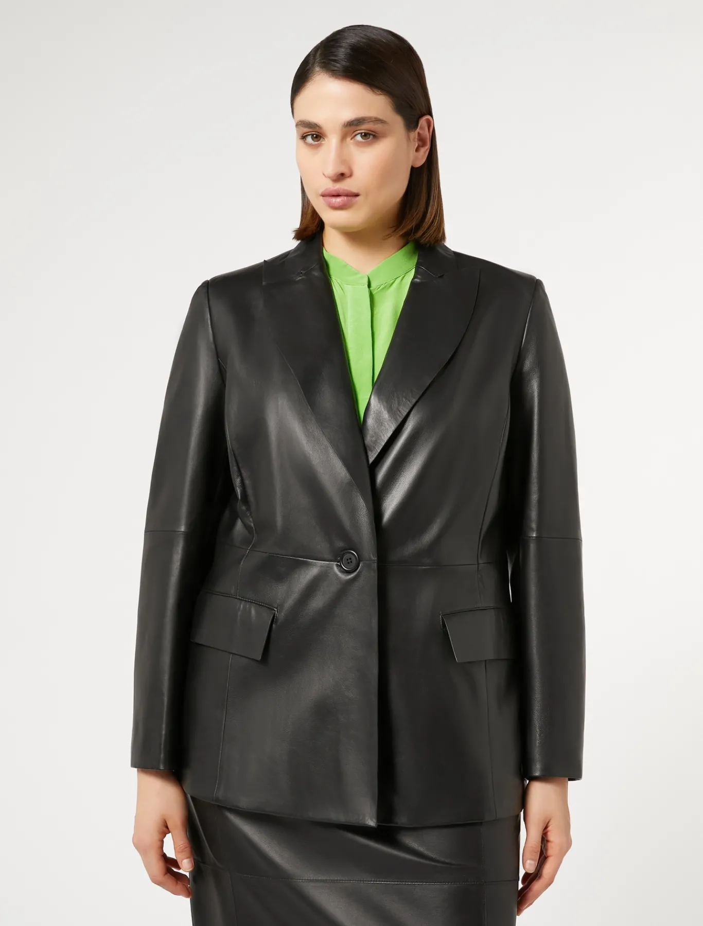 Marina Rinaldi Veste blazer en cuir nappa NOIR New