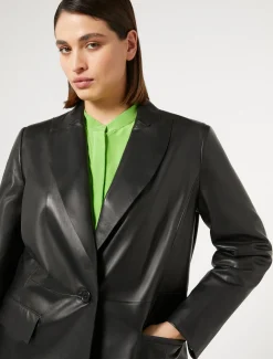Marina Rinaldi Veste blazer en cuir nappa NOIR New