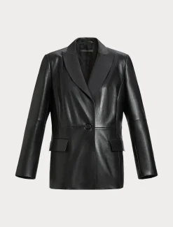 Marina Rinaldi Veste blazer en cuir nappa NOIR New